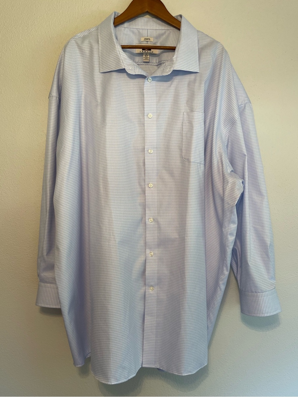 Joseph Abboud Men's Light Blue Houndstooth Dress Shirt tall 22 neck